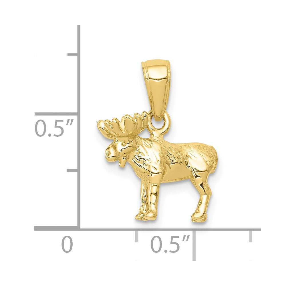 10k Yellow Gold 14 mm 3-D Moose Pendant (1.89 grams)