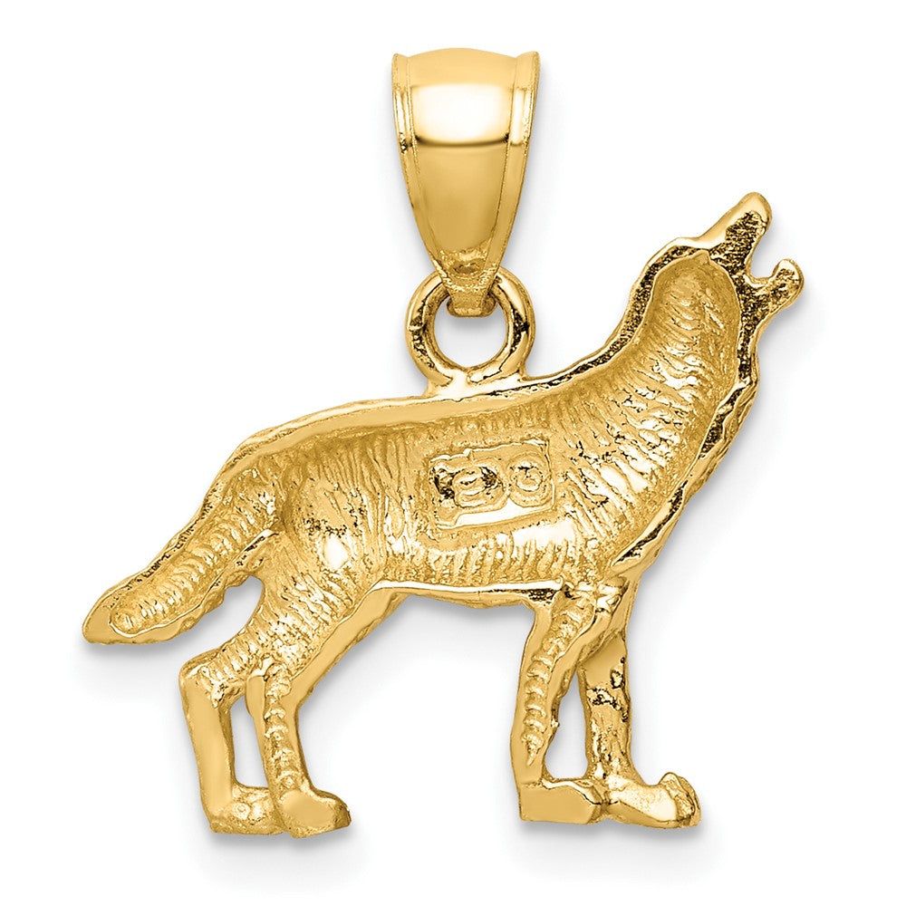 10k Yellow Gold 18 mm Diamond-cut Wolf Pendant (1.45 grams)