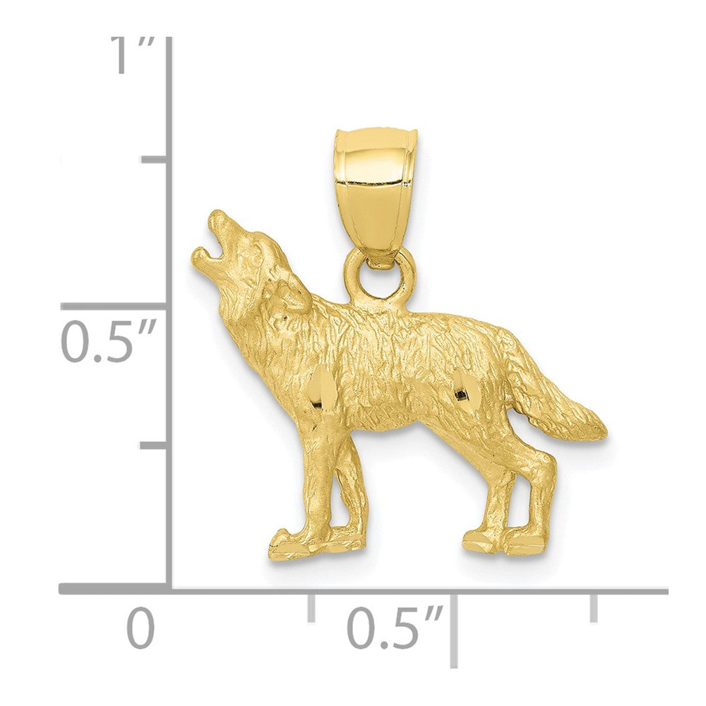 10k Yellow Gold 18 mm Diamond-cut Wolf Pendant (1.45 grams)