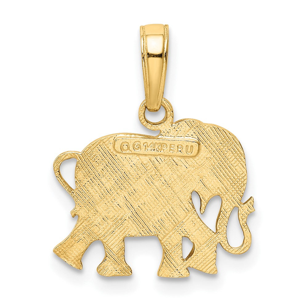 10k Yellow Gold 16 mm Textured Elephant Pendant (0.99 grams)