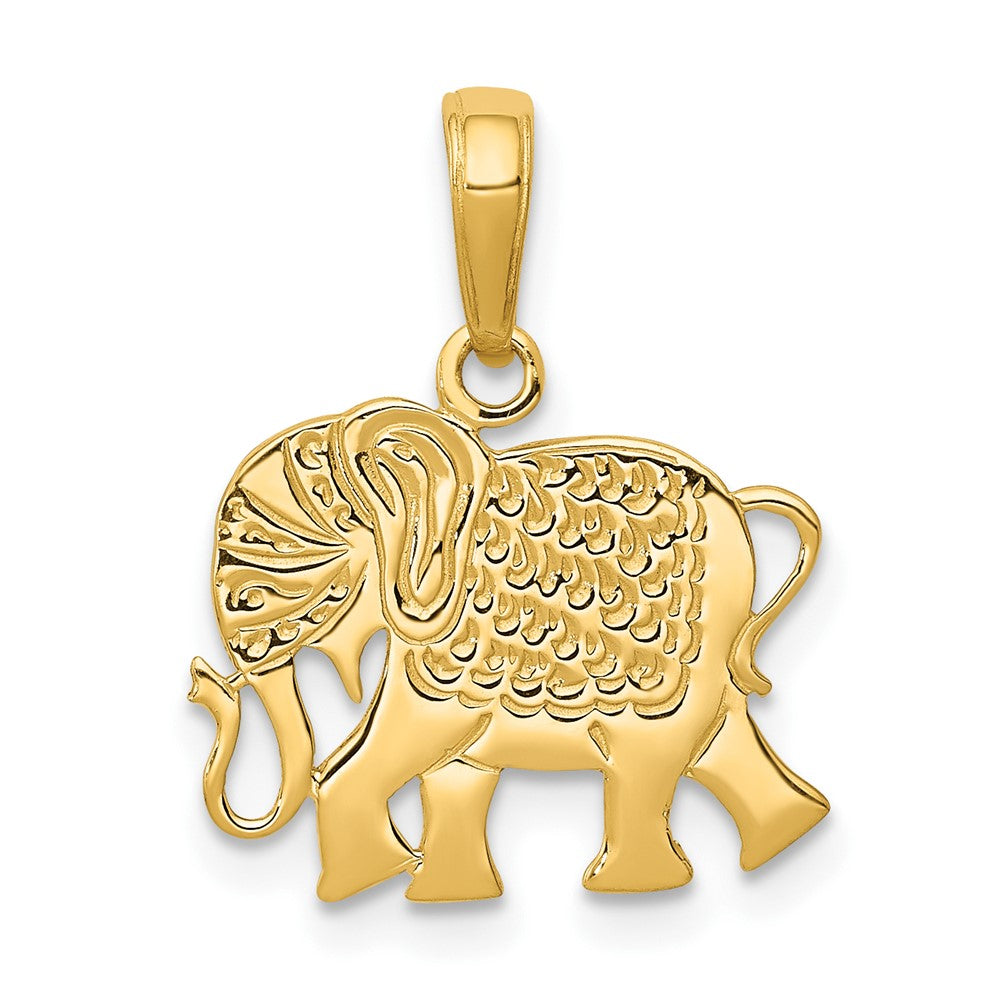 10k Yellow Gold 16 mm Textured Elephant Pendant (0.99 grams)