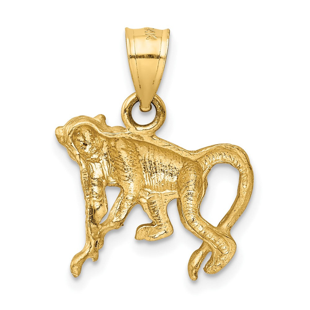 10k Yellow Gold 17 mm Diamond-cut Monkey Pendant (1.64 grams)