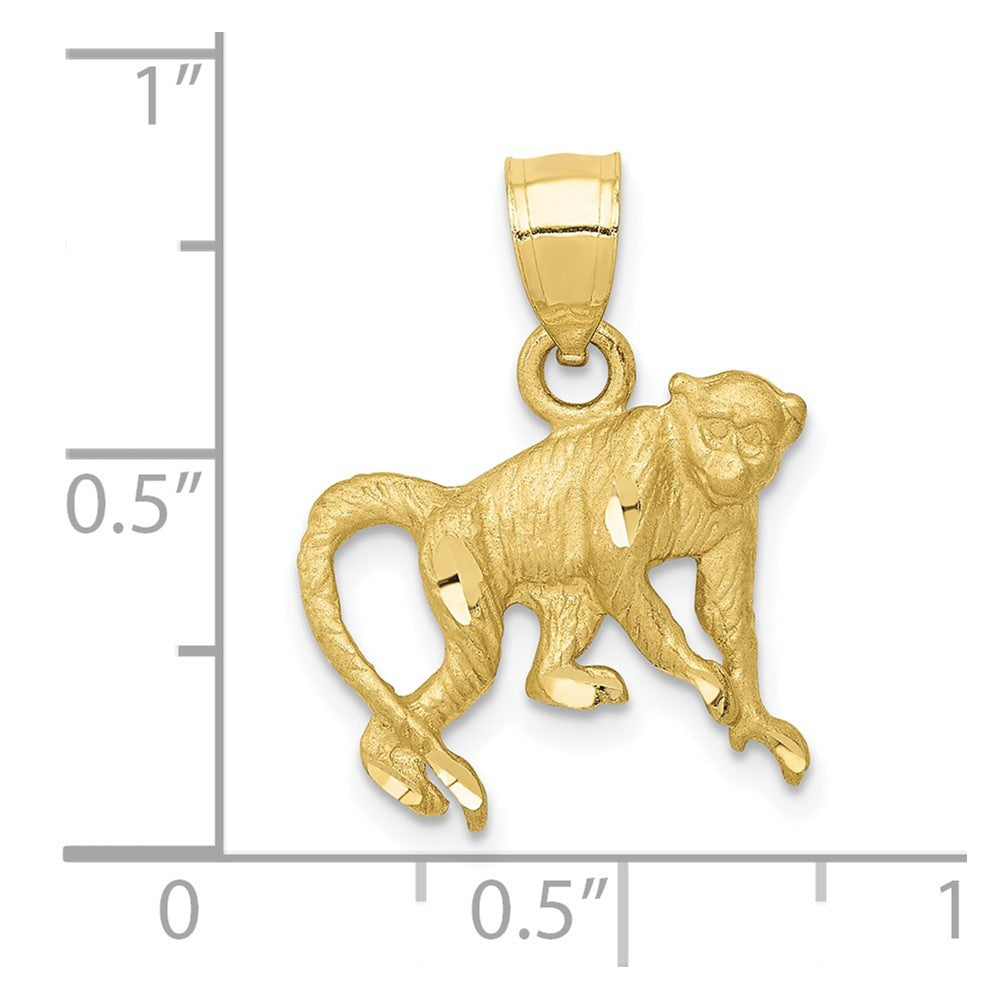 10k Yellow Gold 17 mm Diamond-cut Monkey Pendant (1.64 grams)