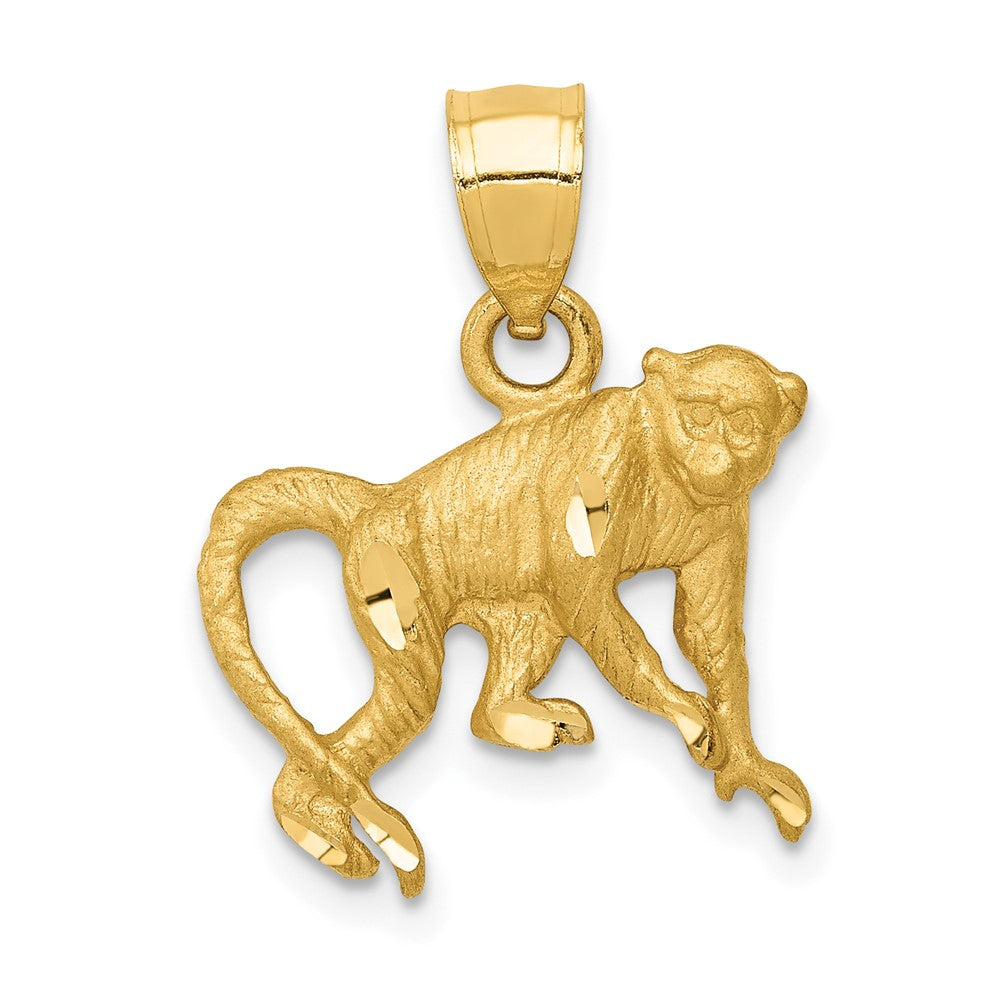 10k Yellow Gold 17 mm Diamond-cut Monkey Pendant (1.64 grams)