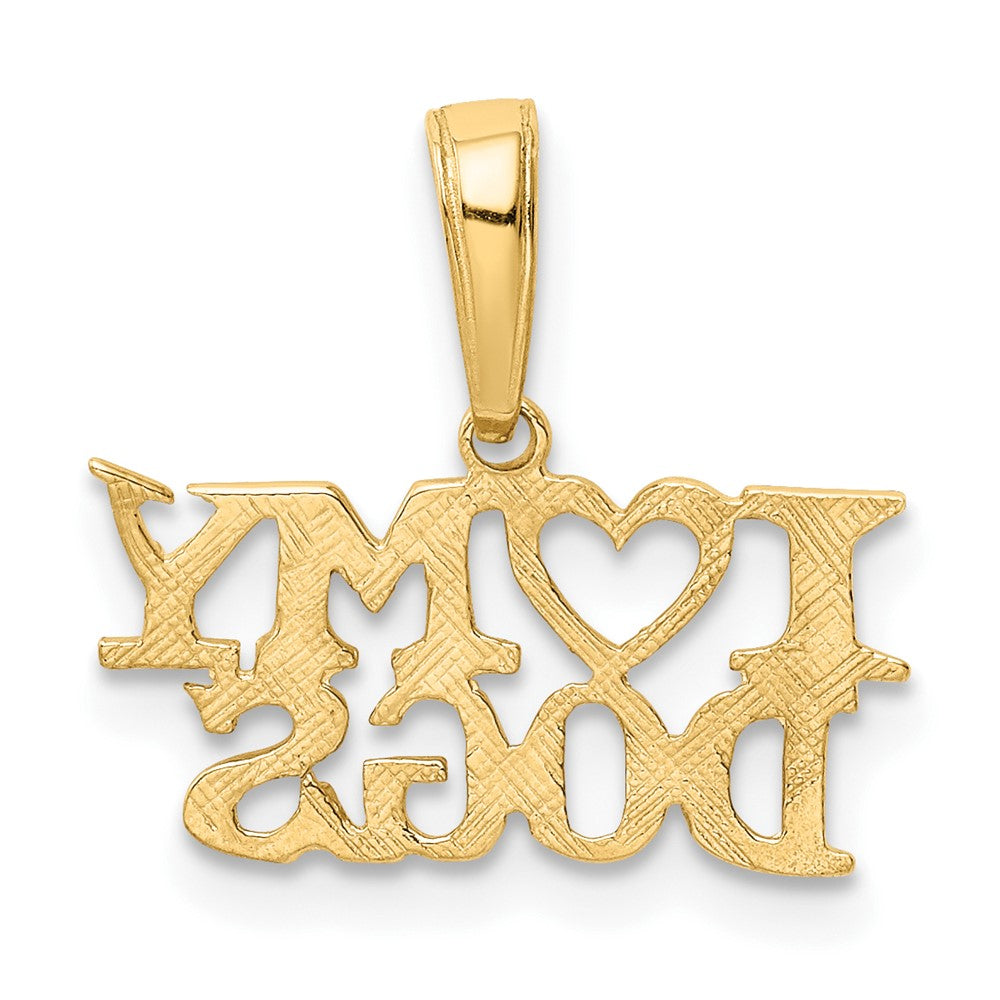 10k Yellow Gold 17.5 mm I HEART MY DOGS Pendant (0.56 grams)