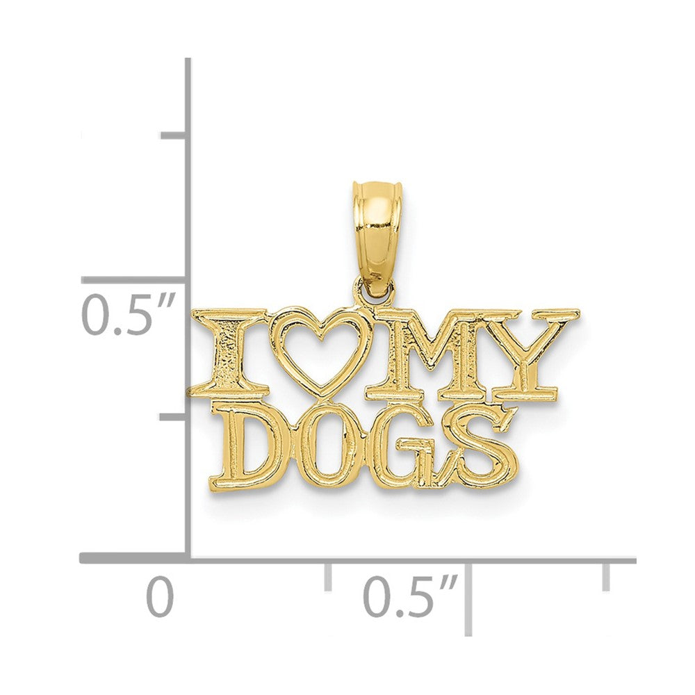 10k Yellow Gold 17.5 mm I HEART MY DOGS Pendant (0.56 grams)