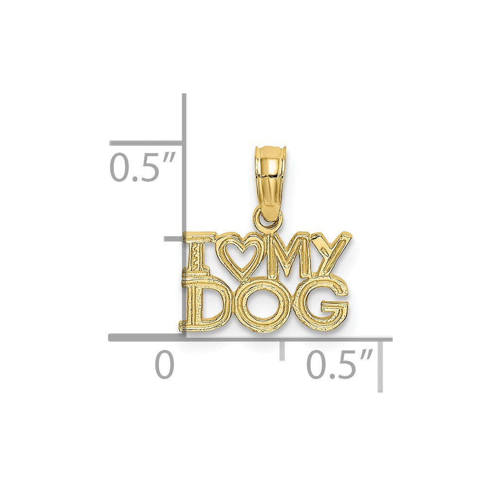 10k Yellow Gold 11.5 mm I HEART MY DOG Charm (0.45 grams)