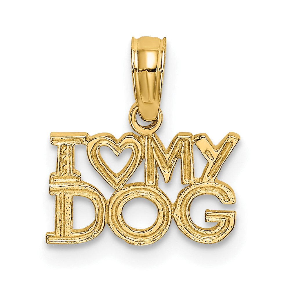 10k Yellow Gold 11.5 mm I HEART MY DOG Charm (0.45 grams)