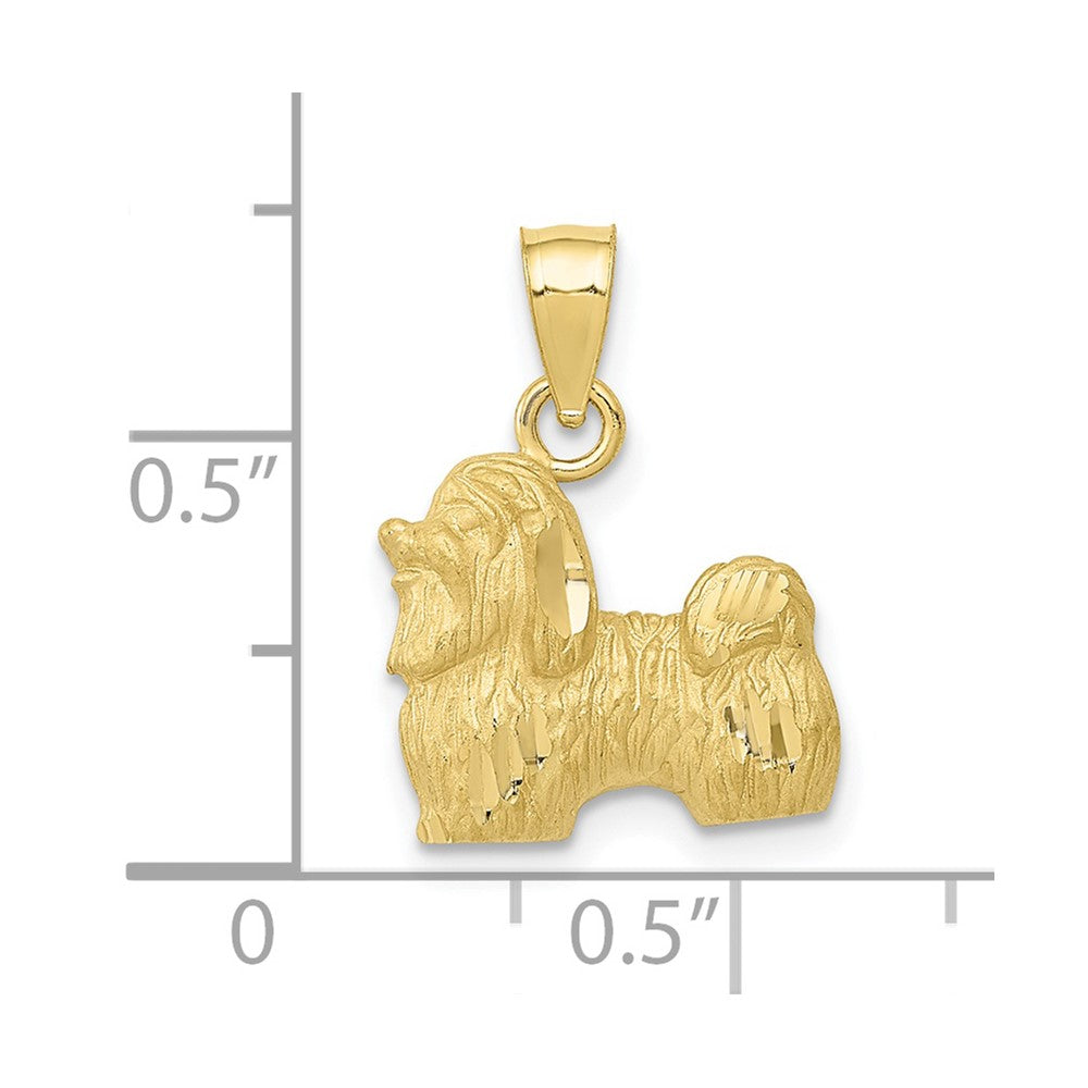 10k Yellow Gold 13 mm Diamond-cut Shih Tzu Pendant (1.14 grams)