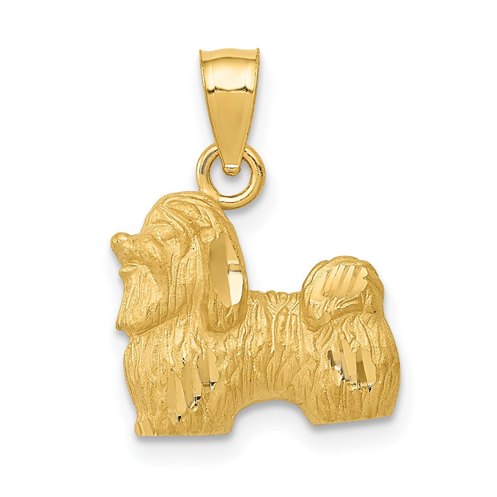 10k Yellow Gold 13 mm Diamond-cut Shih Tzu Pendant (1.14 grams)