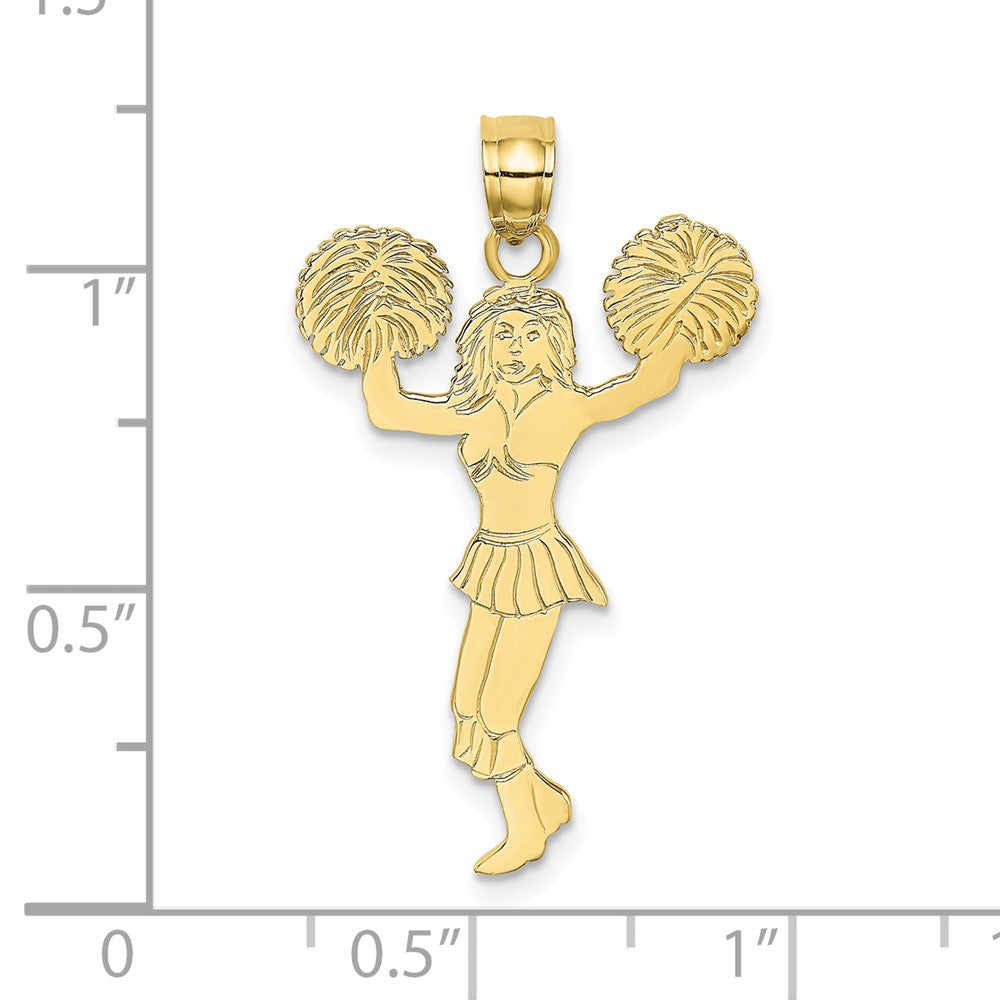 10k Yellow Gold 18.8 mm Cheerleader w/Pom-Poms Charm (1.07 grams)