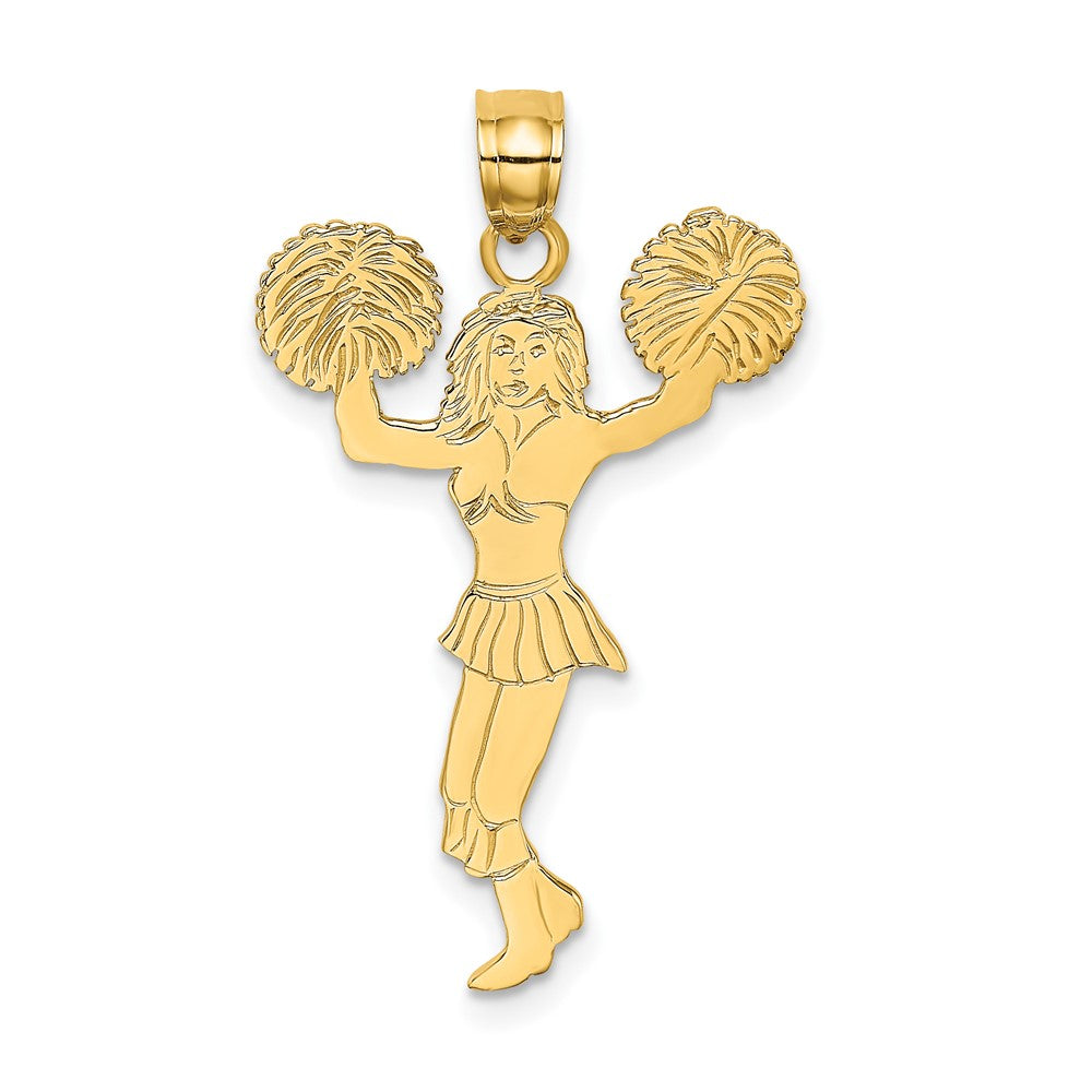 10k Yellow Gold 18.8 mm Cheerleader w/Pom-Poms Charm (1.07 grams)