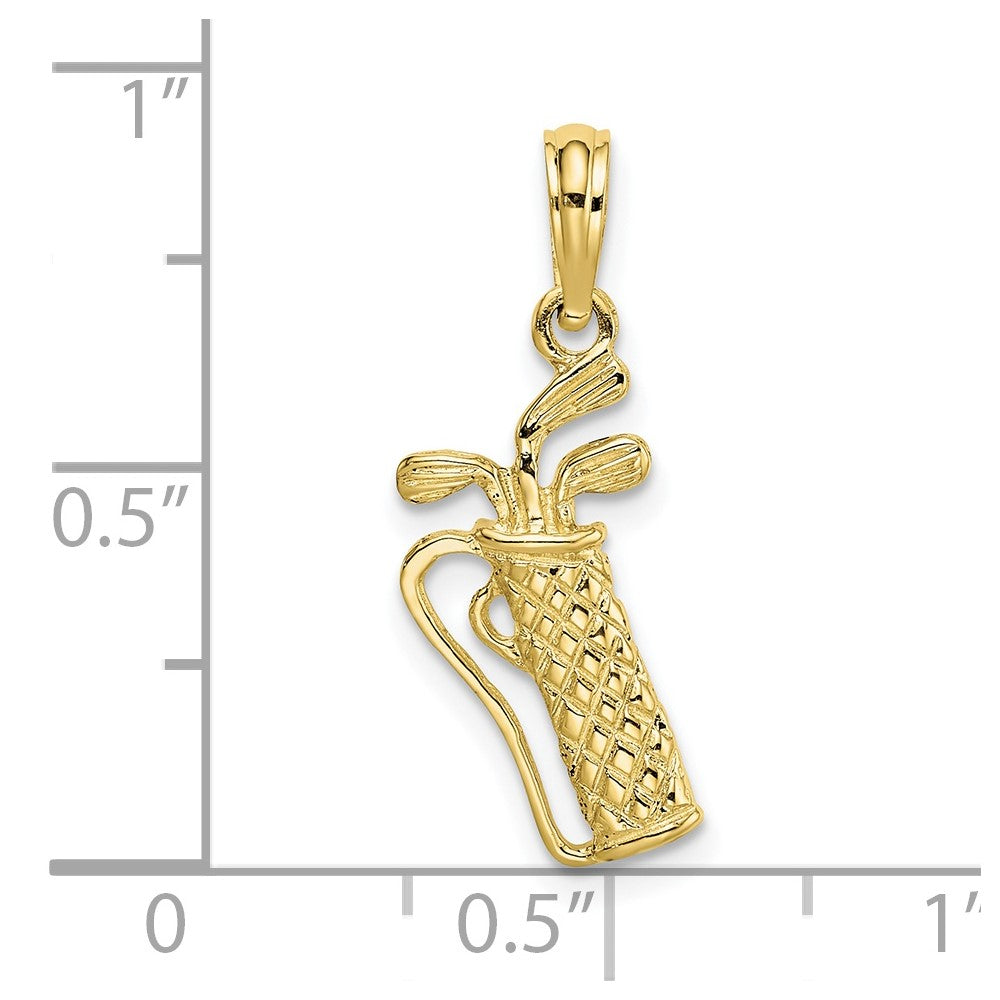 10k Yellow Gold 9.5 mm Golf Bag w/ Clubs Charm (1.13 grams)