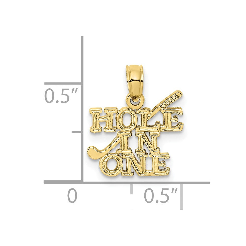 10k Yellow Gold 12.6 mm HOLE IN ONE with Golf Club Charm (0.63 grams)