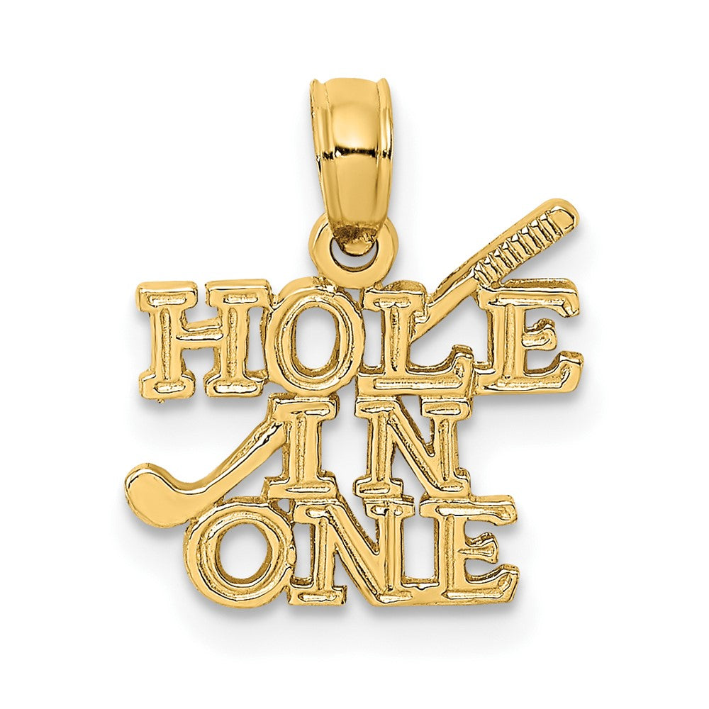 10k Yellow Gold 12.6 mm HOLE IN ONE with Golf Club Charm (0.63 grams)