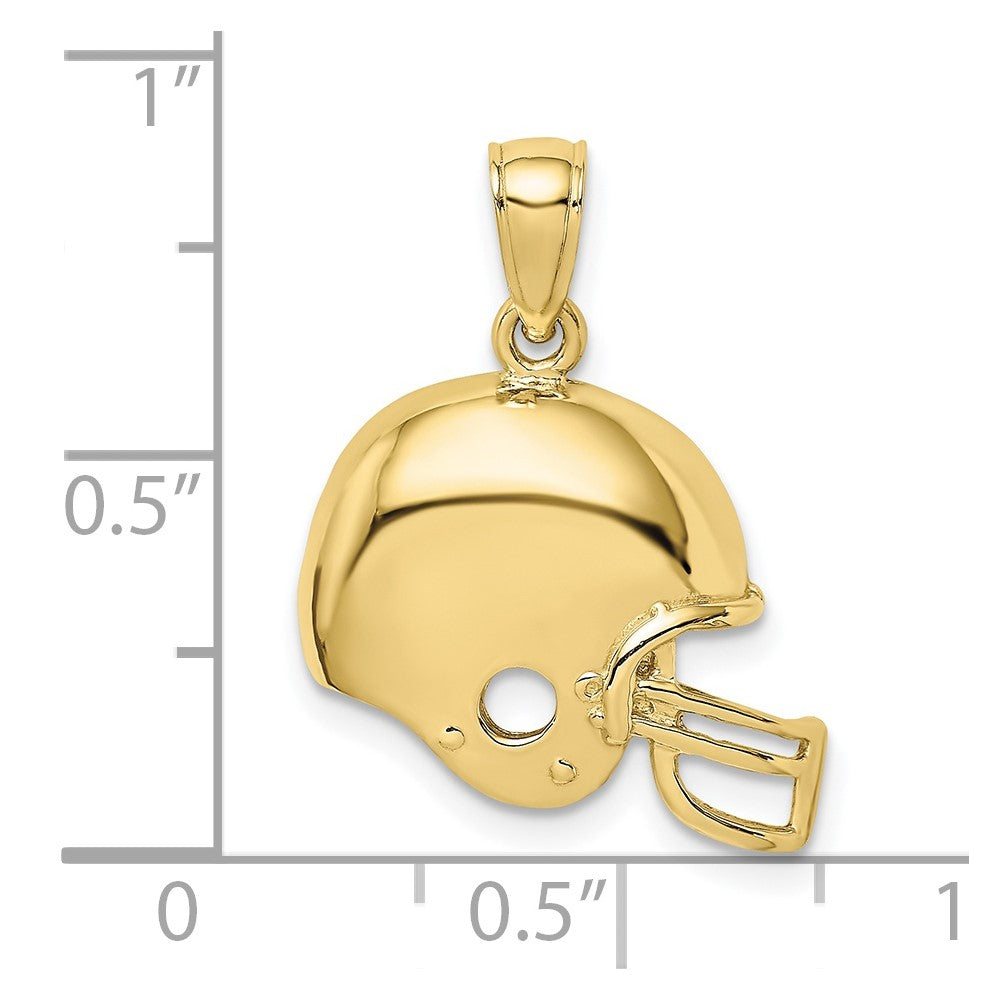 10k Yellow Gold 17.65 mm Football Helmet Pendant (1.65 grams)