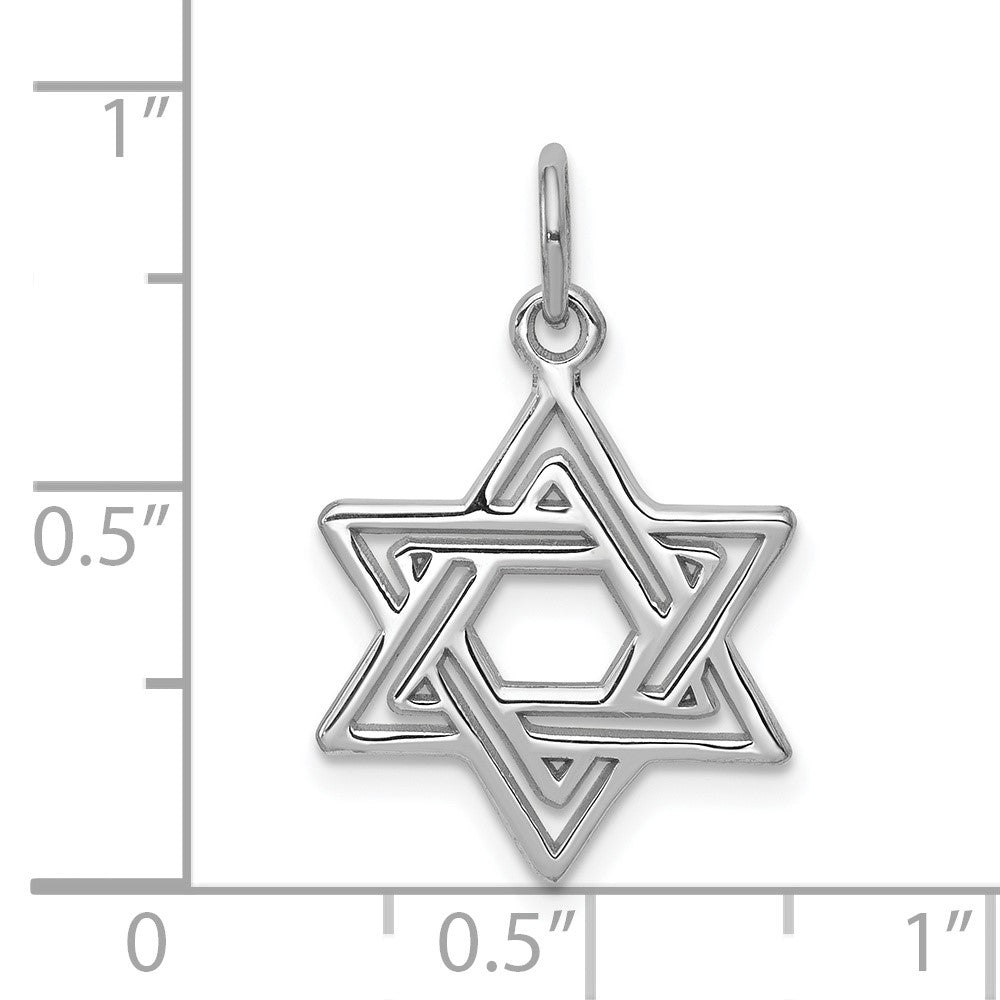 10k White Gold 15 mm Jewish Star Charm (0.76 grams)