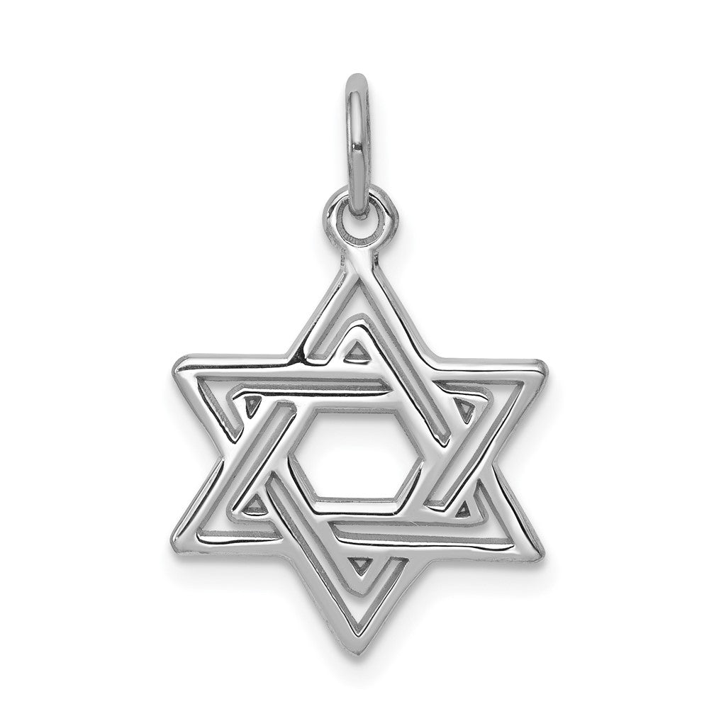 10k White Gold 15 mm Jewish Star Charm (0.76 grams)