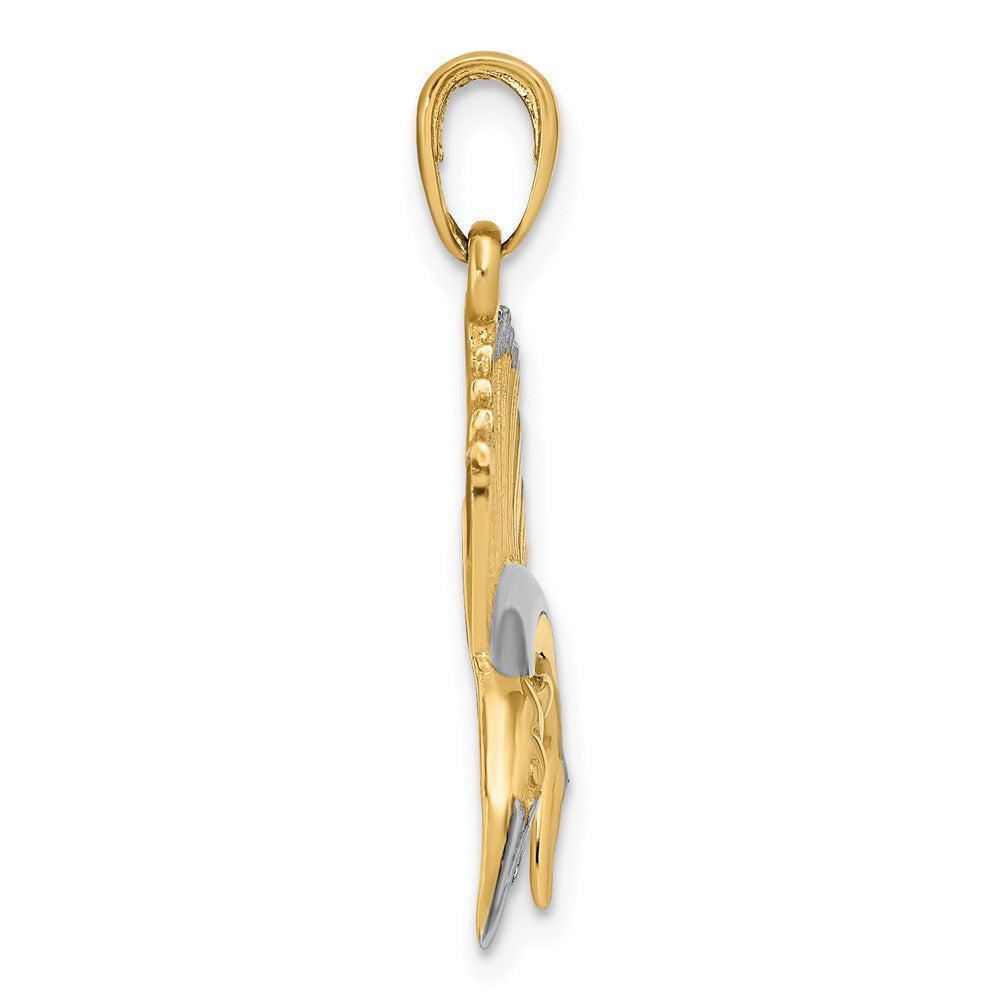 10k Yellow w/Rhodium 30 mm  Sailfish Pendant (2.48 grams)
