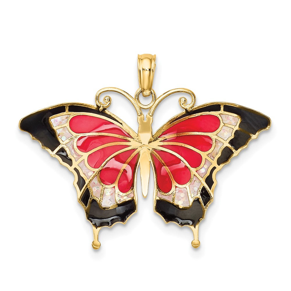 10k Yellow Gold 31 mm Enameled Butterfly Pendant (1.23 grams)