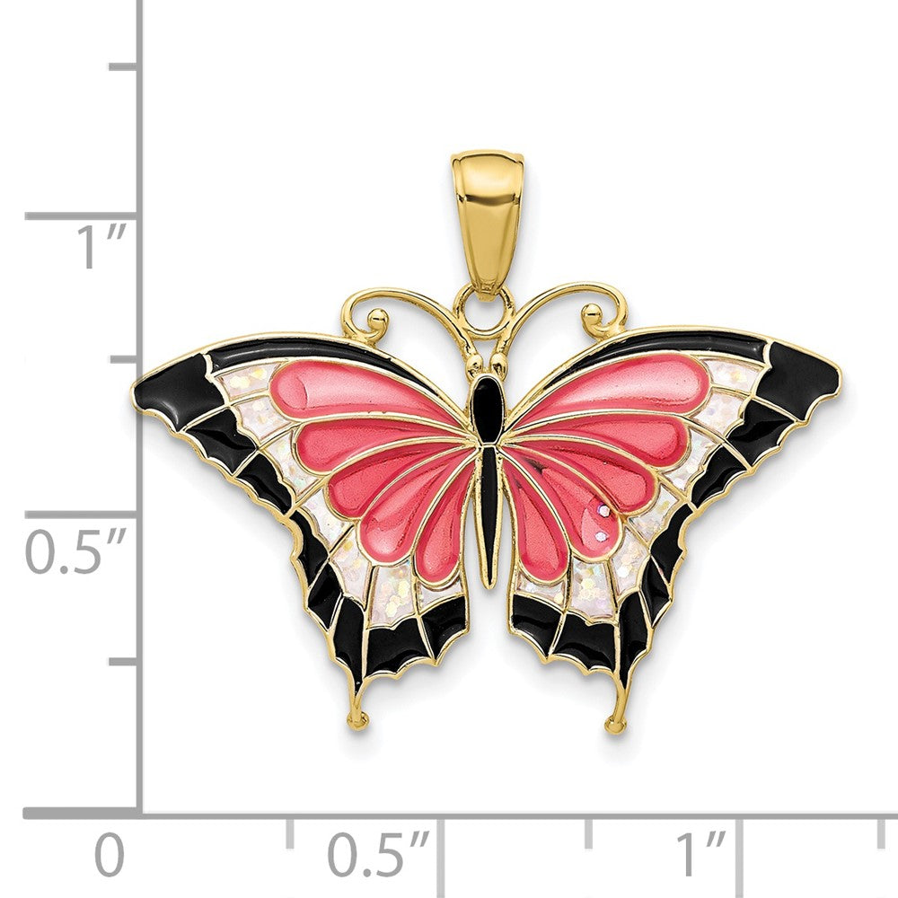 10k Yellow Gold 31 mm Enameled Butterfly Pendant (1.23 grams)