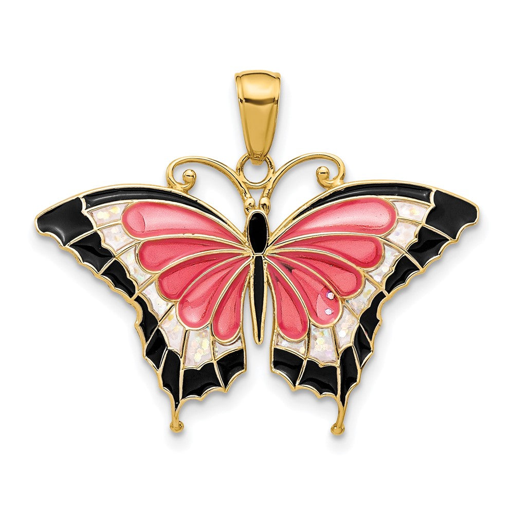 10k Yellow Gold 31 mm Enameled Butterfly Pendant (1.23 grams)