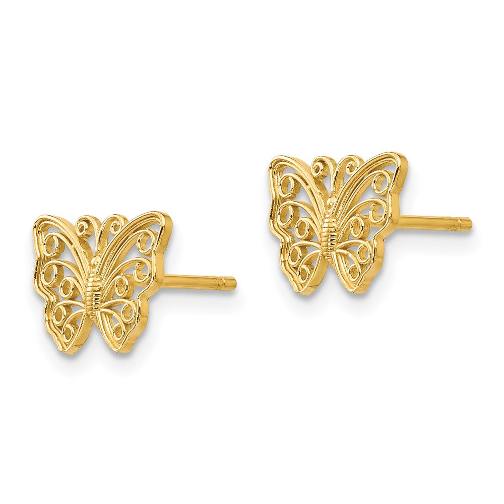 10k Yellow Gold 9 mm Butterfly Post Earrings (0.81 grams)