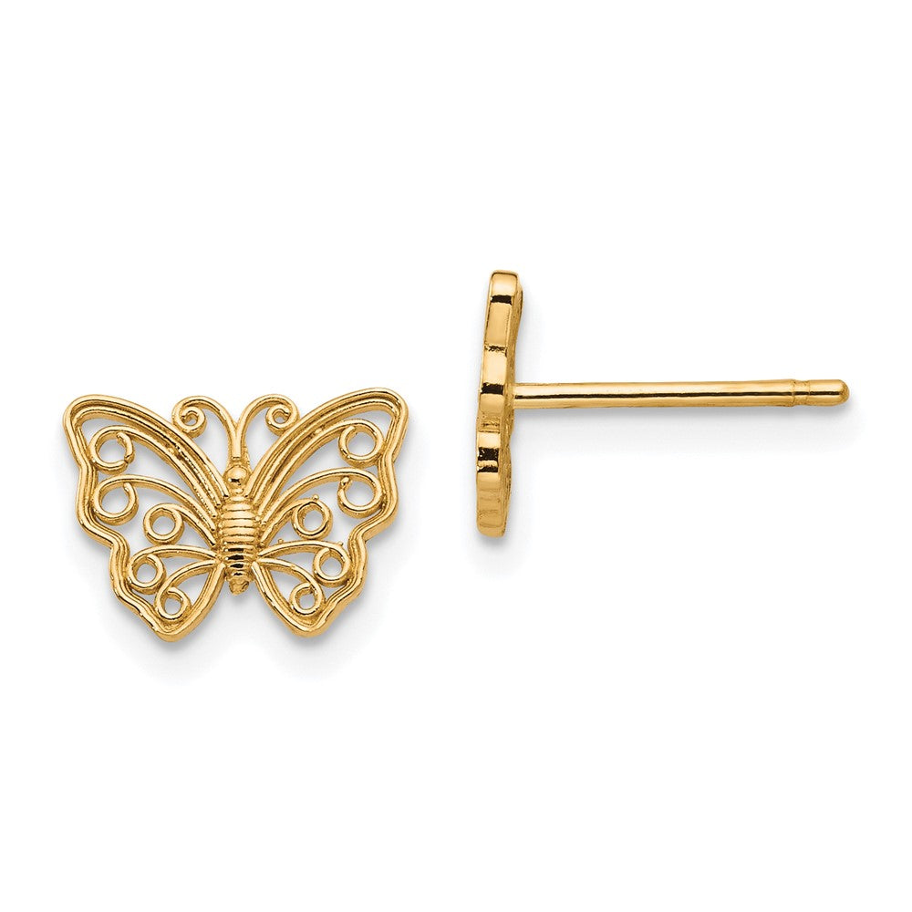 10k Yellow Gold 9 mm Butterfly Post Earrings (0.81 grams)