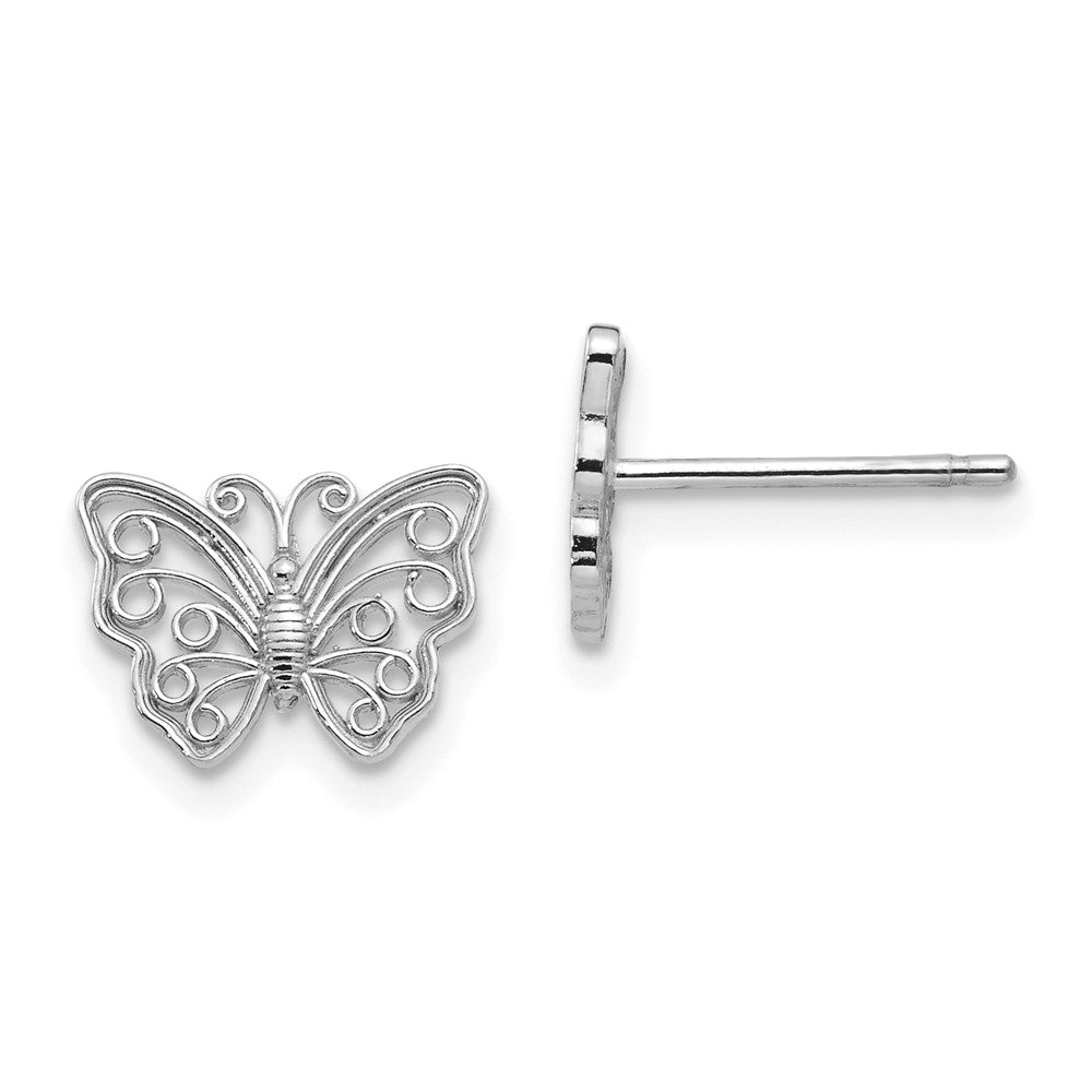 10k White Gold 10 mm  Butterfly Post Earrings (0.9 grams)