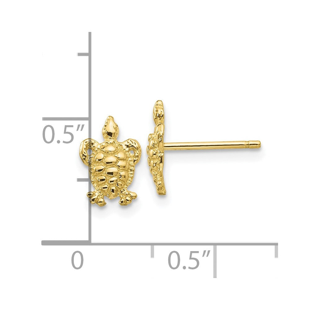 10k Yellow Gold 6 mm Mini Turtle Post Earrings (0.82 grams)