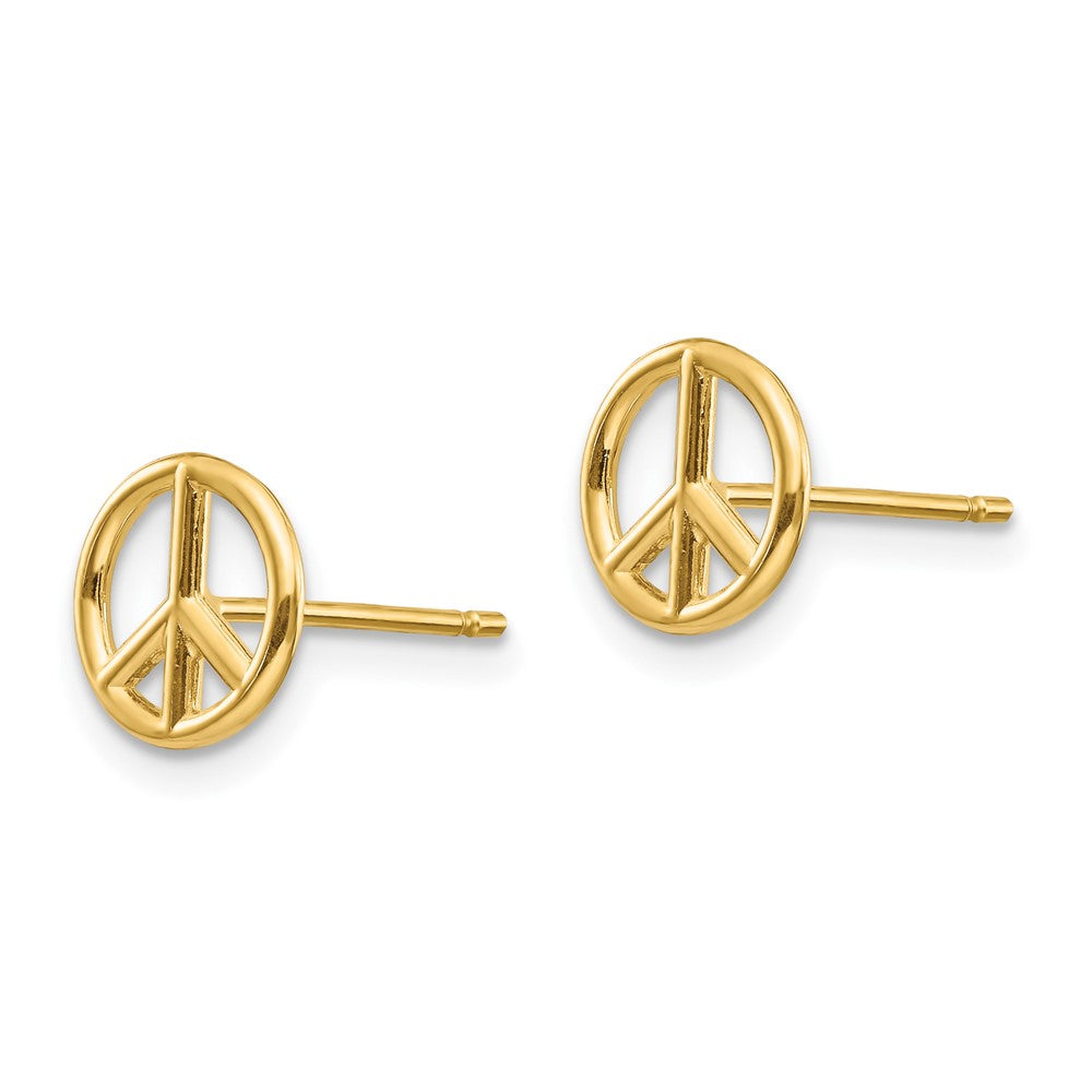 10k Yellow Gold 8 mm Polished Peace Symbol Post Earrings (0.78 grams)