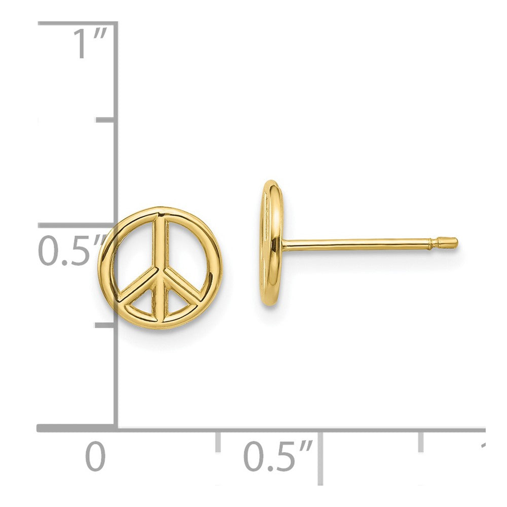 10k Yellow Gold 8 mm Polished Peace Symbol Post Earrings (0.78 grams)
