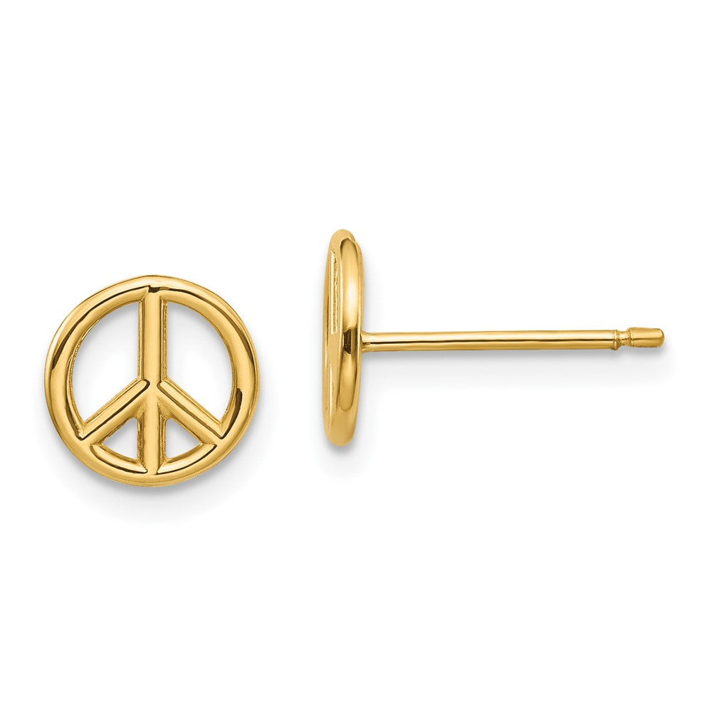 10k Yellow Gold 8 mm Polished Peace Symbol Post Earrings (0.78 grams)