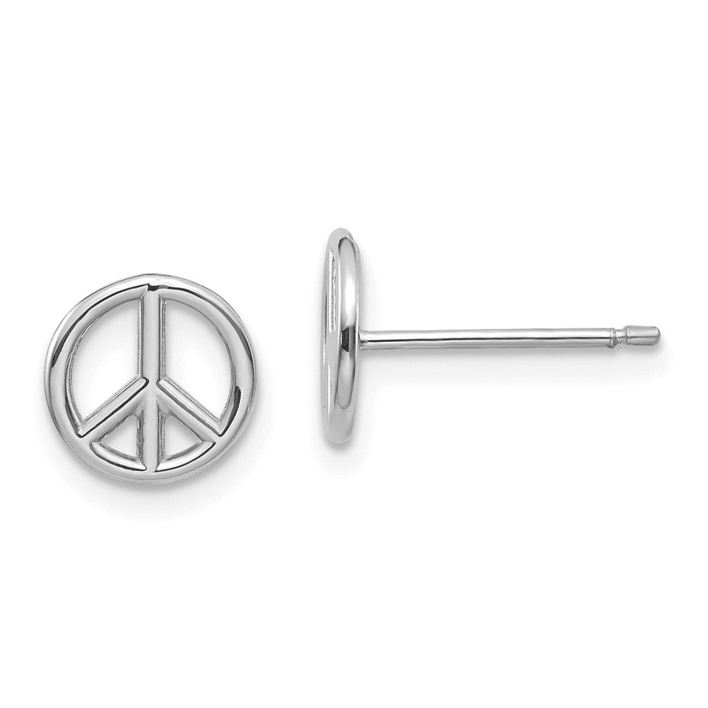 10k White Gold 8 mm  Polished Peace Symbol Post Earrings (0.76 grams)