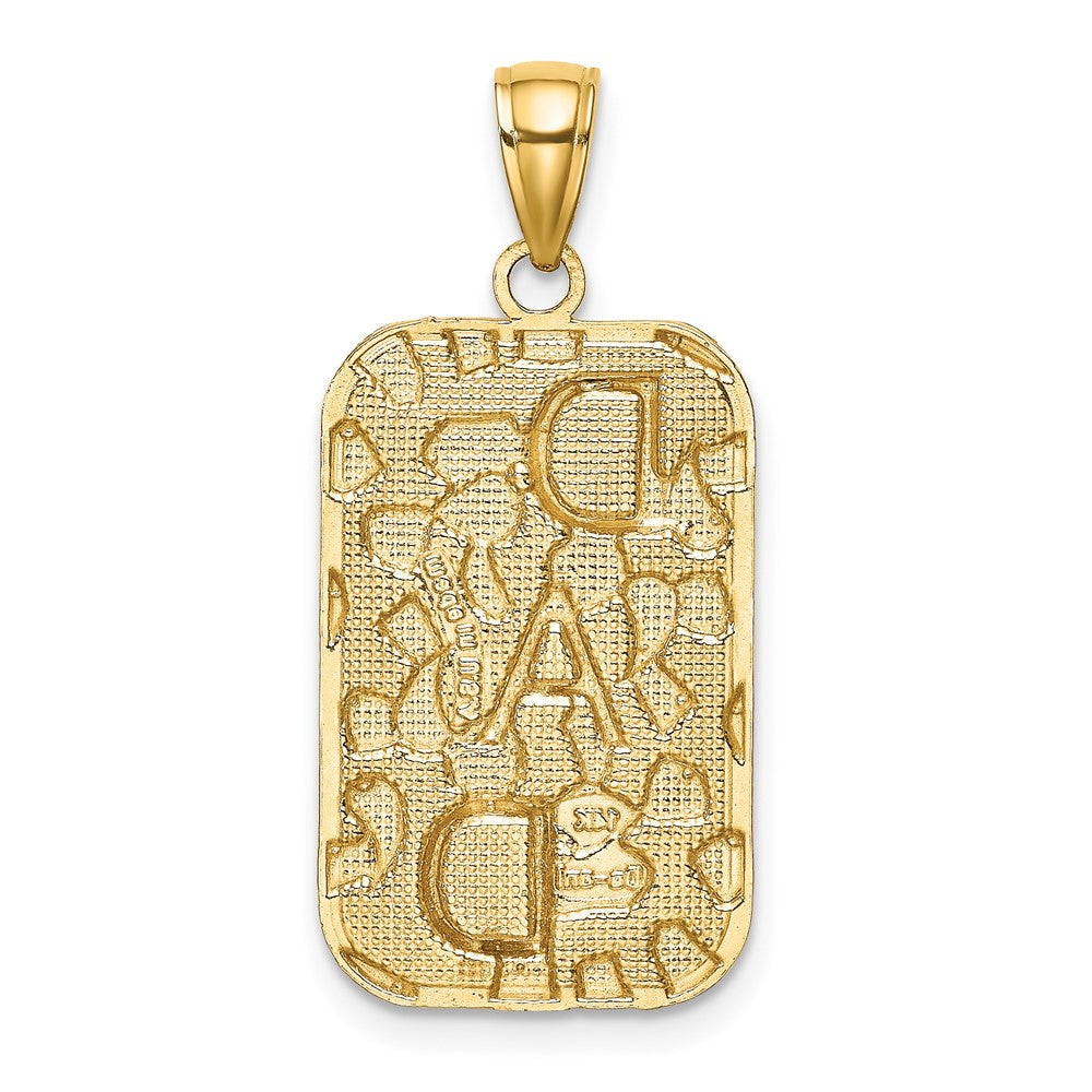 10k Yellow Gold 14 mm DAD Gold Nugget Dog Tag Pendant (2.73 grams)