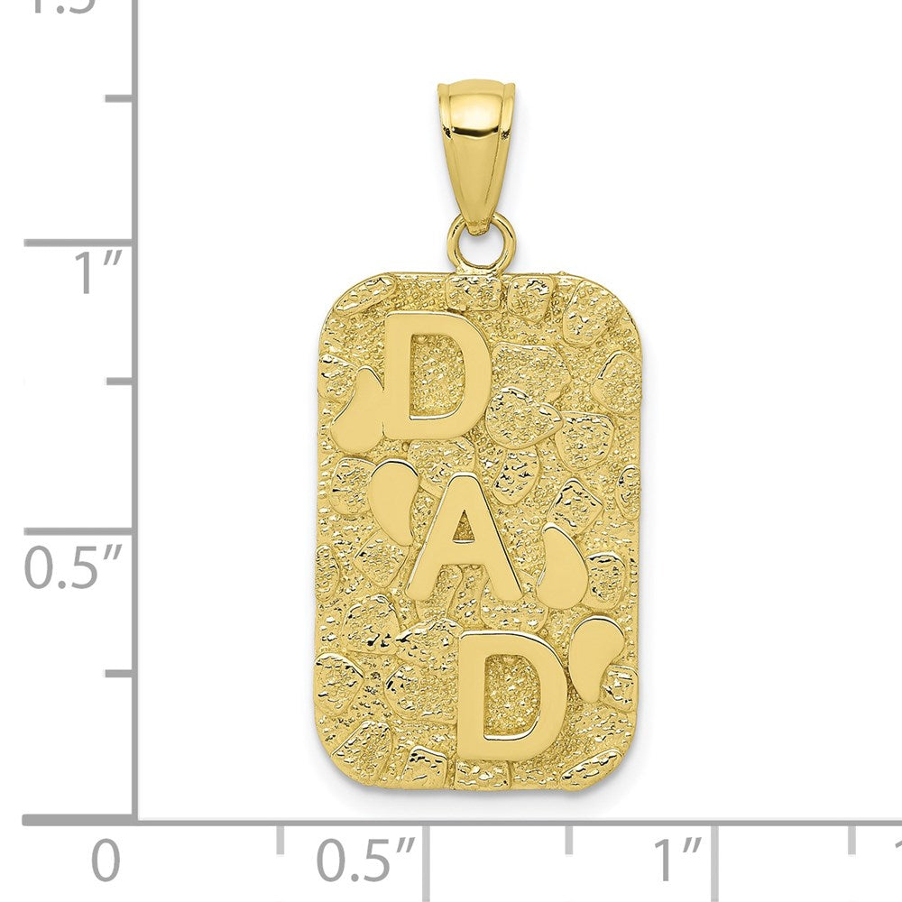 10k Yellow Gold 14 mm DAD Gold Nugget Dog Tag Pendant (2.73 grams)