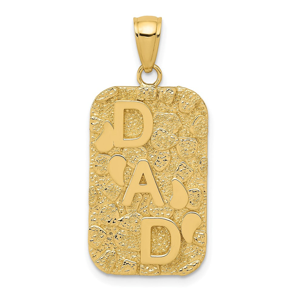 10k Yellow Gold 14 mm DAD Gold Nugget Dog Tag Pendant (2.73 grams)