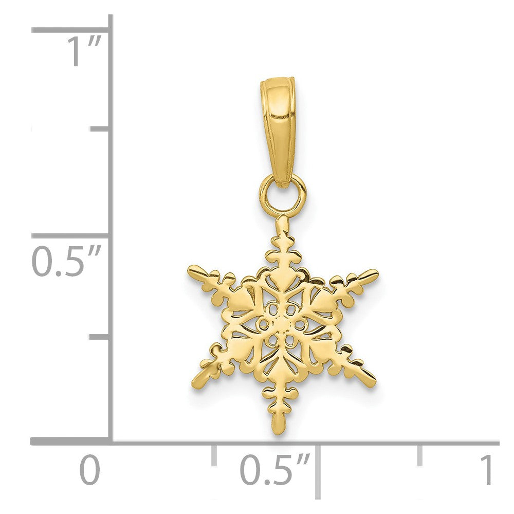 10k Yellow Gold 12 mm Small Snowflake Pendant (0.49 grams)