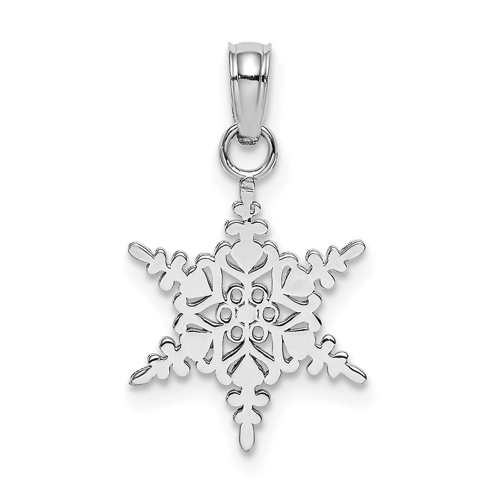 10k White Gold 11.9 mm Small Snowflake Pendant (0.49 grams)