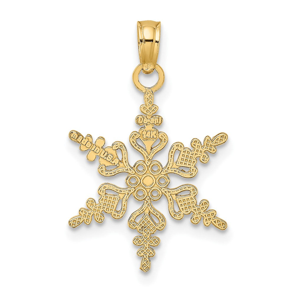 10k Yellow Gold 15 mm Polished Snowflake Charm (0.83 grams)