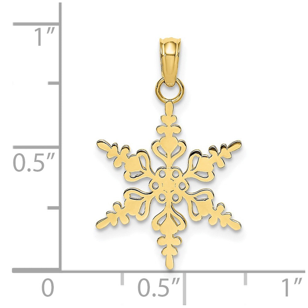 10k Yellow Gold 15 mm Polished Snowflake Charm (0.83 grams)