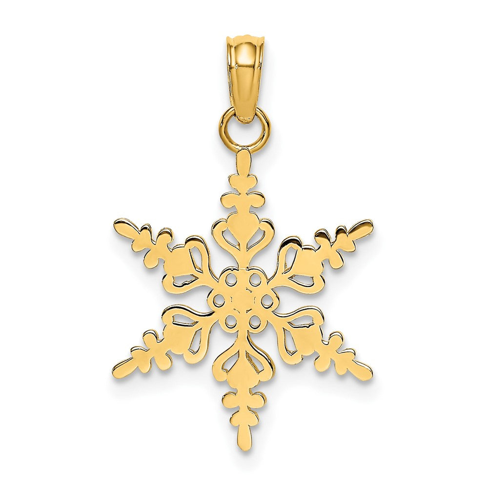 10k Yellow Gold 15 mm Polished Snowflake Charm (0.83 grams)