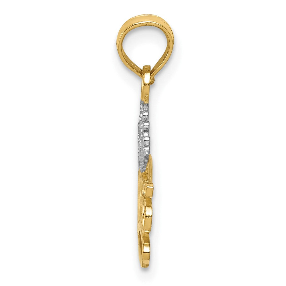 10k Yellow w/Rhodium 21 mm  PRINCESS w/White Crown Charm (0.76 grams)