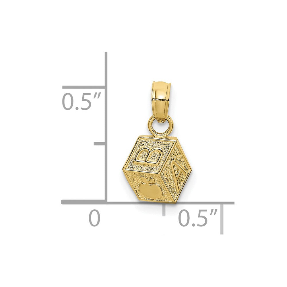 10k Yellow Gold 7.5 mm Baby Block Charm (0.47 grams)