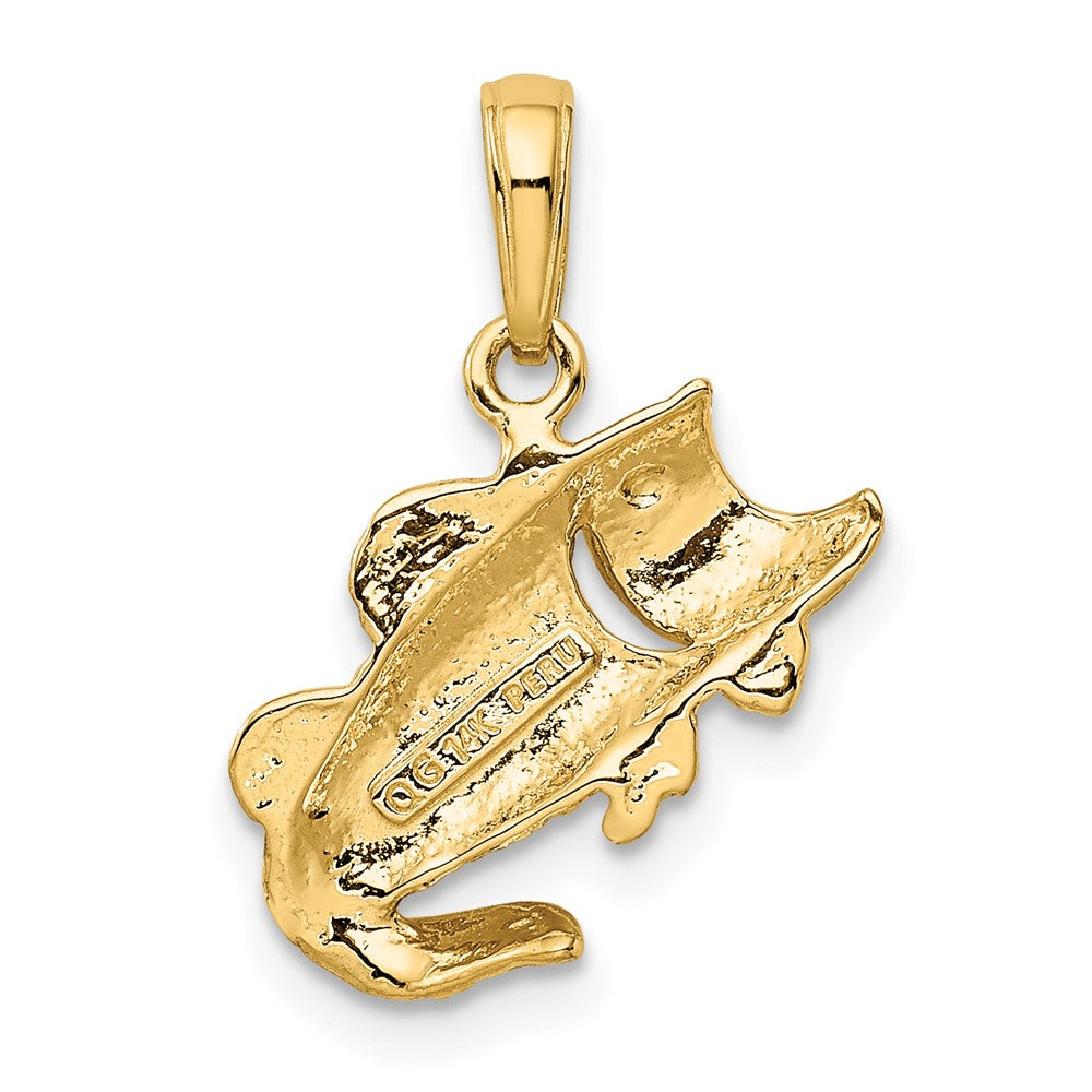 10k Yellow Gold 18 mm Large Mouth Bass Fish Small Charm (1.3 grams)