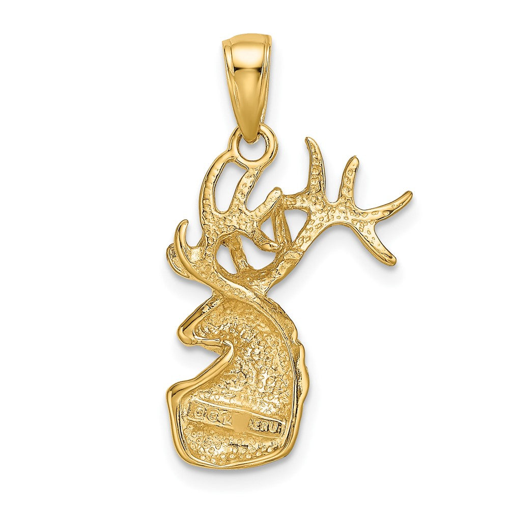 10k Yellow Gold 15 mm Polished Deer Head Charm (2.12 grams)