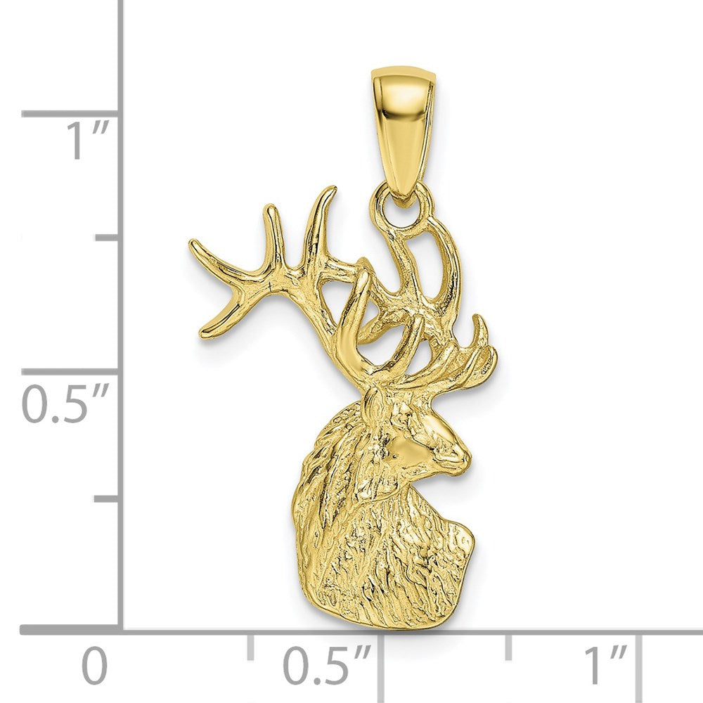 10k Yellow Gold 15 mm Polished Deer Head Charm (2.12 grams)