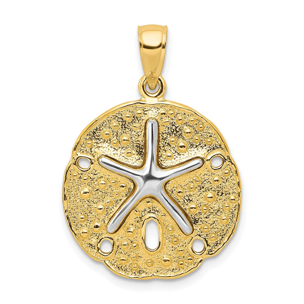 10k Two-tone 20 mm Two Tone Sand Dollar w/ Starfish Pendant (3.26 grams)