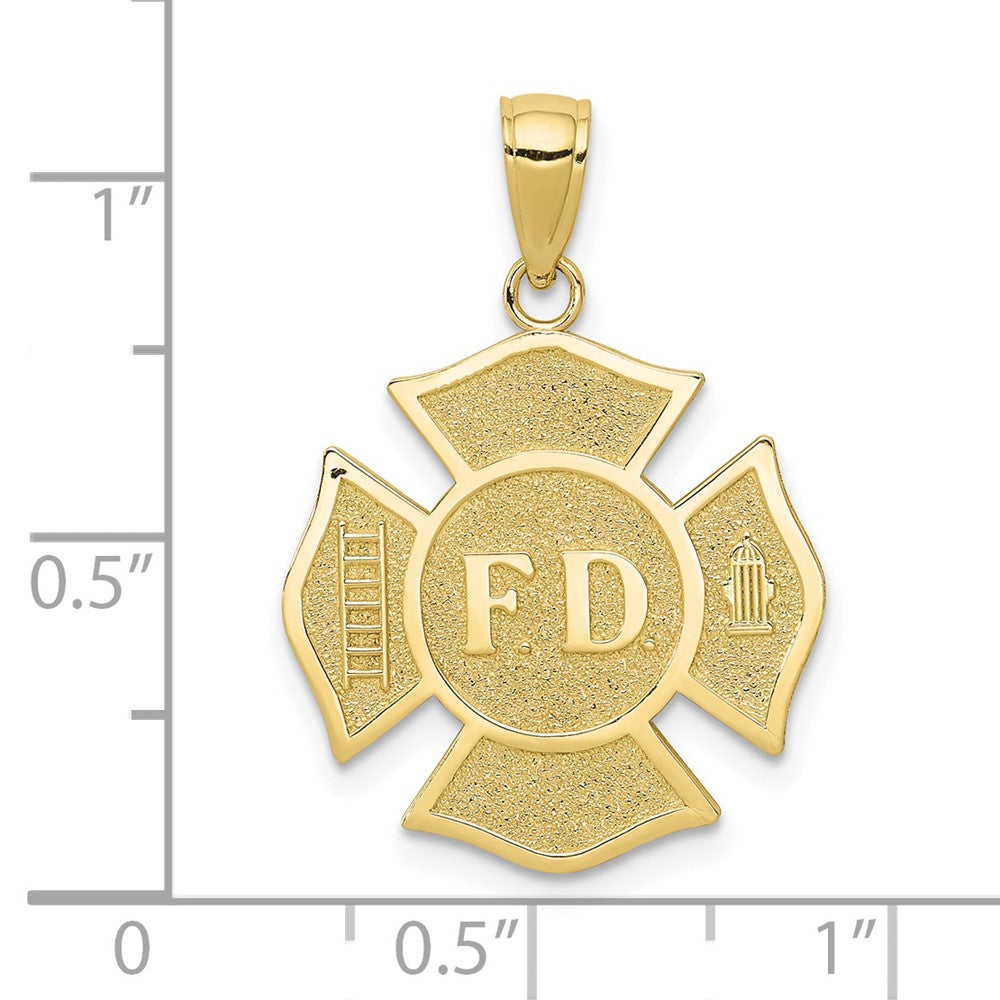 10k Yellow Gold 19 mm Fire Dept. Maltese Cross Pendant (1.82 grams)