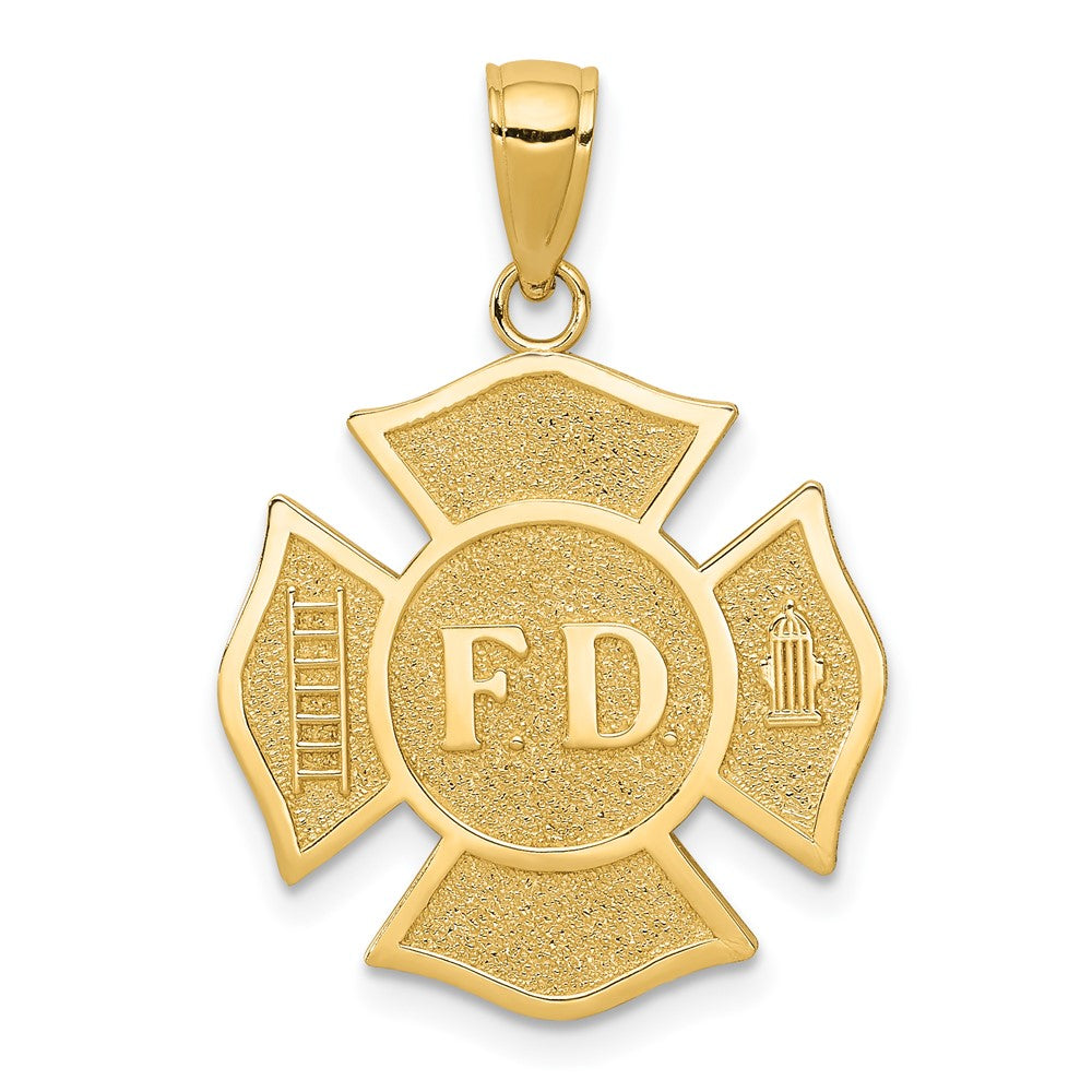 10k Yellow Gold 19 mm Fire Dept. Maltese Cross Pendant